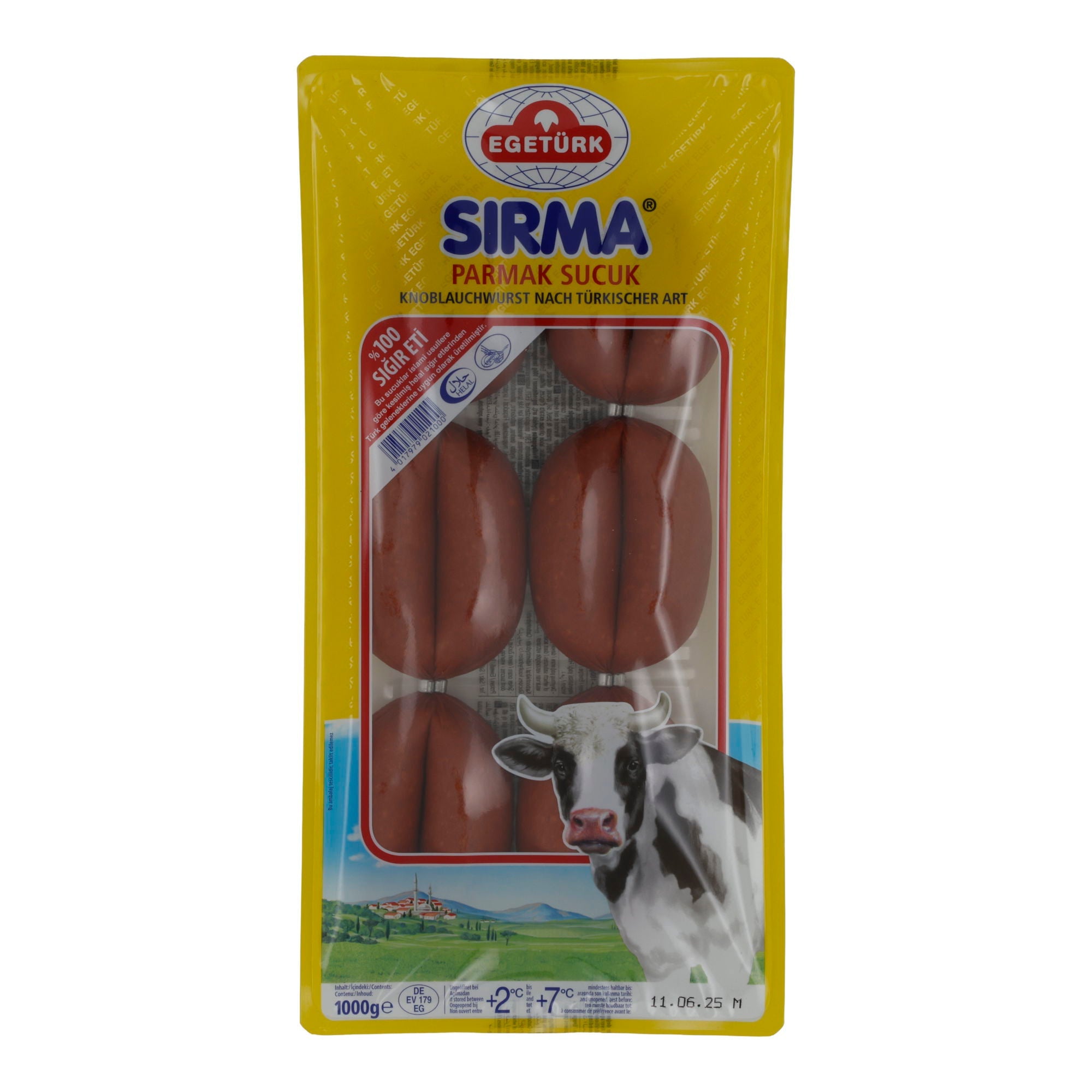 Knoblauchwurst Egetürk | Sirma Parmak Sucuk | Traditionell türkisch, halal-zertifiziert | 1kg EGETUERK